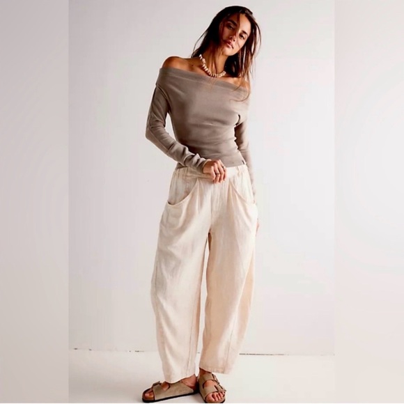 Free People Pants - Free People High Road Barrel Linen Blend Pant Size L